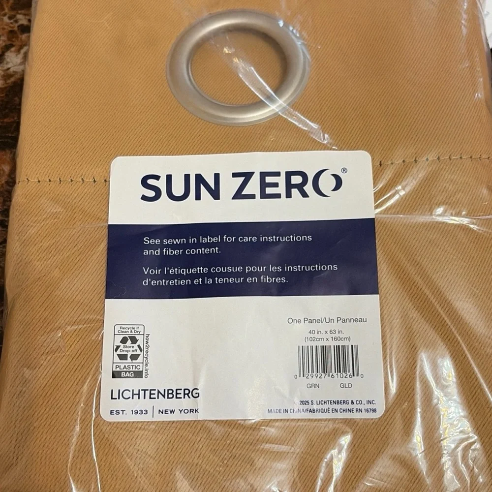 Sun Zero Saxon Grommet Top Energy Saving Blackout Single Curtain Panel 40x63
